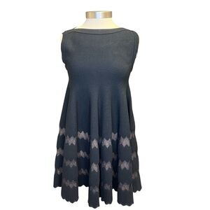 Alaia Knit Boatneck Chevron Lace Swing Dress